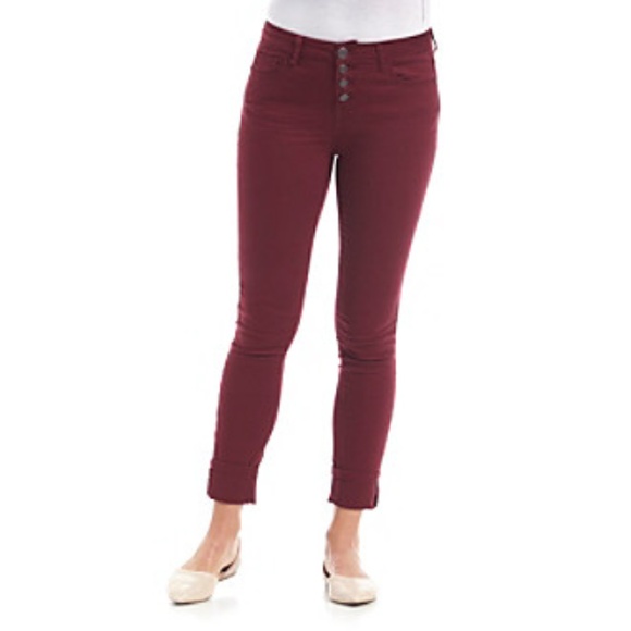 hippie laundry Denim - Hippie Laundry Mid Rise Skinny Jeans Cabernet